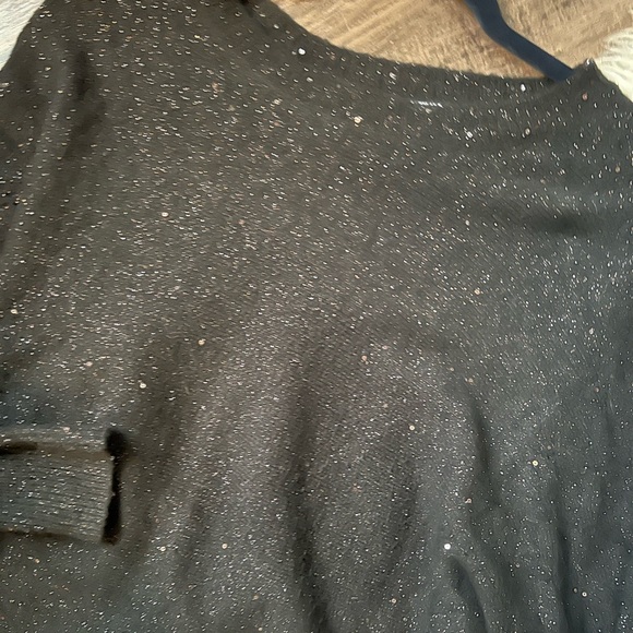 Elle small sparkle sequin glitter black sweater scallop long sleeve balloon - Picture 3 of 9